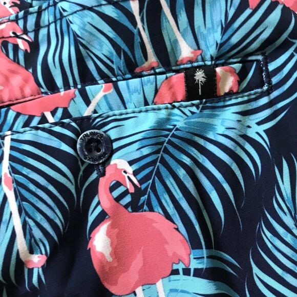 Trunks Swim Hybrd Shorts Mens Size 34 Flamingos Blue Pink Pockets Multi-Function - Picture 6 of 12